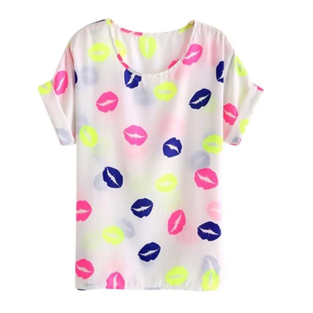 NWT OASAP Colorful Lip Print Tee Shirt